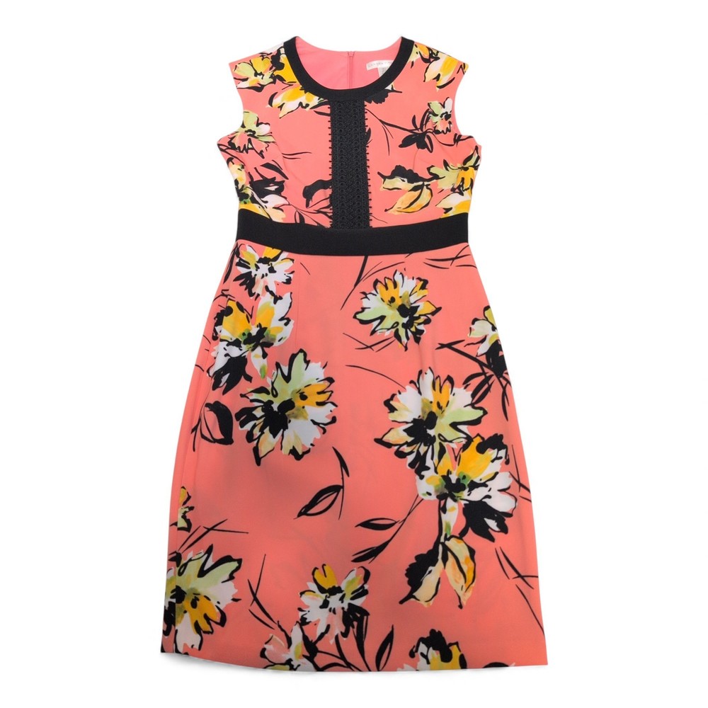 London Times Pink Floral Midi Dress Size 4